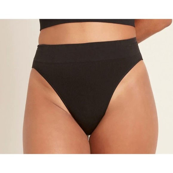 NIP BOODY Women's XL Lyolyte Ribbed High Leg Brief Black Seamless Soft bamboo - Picture 2 of 10